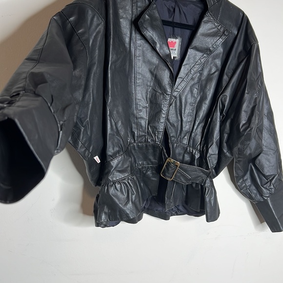 Le Fauve Leather Biker Jacket w/ Adjustable Waist Belt - Size L - Picture 6 of 7